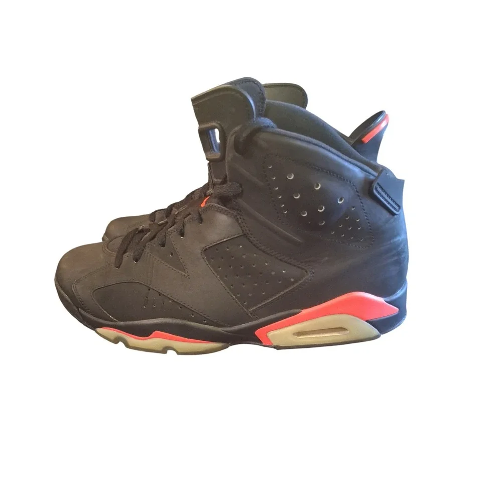 Nike Air Jordan 6 Retro Infrared Black Sneakers 384664-023 Mens 12 Shoes